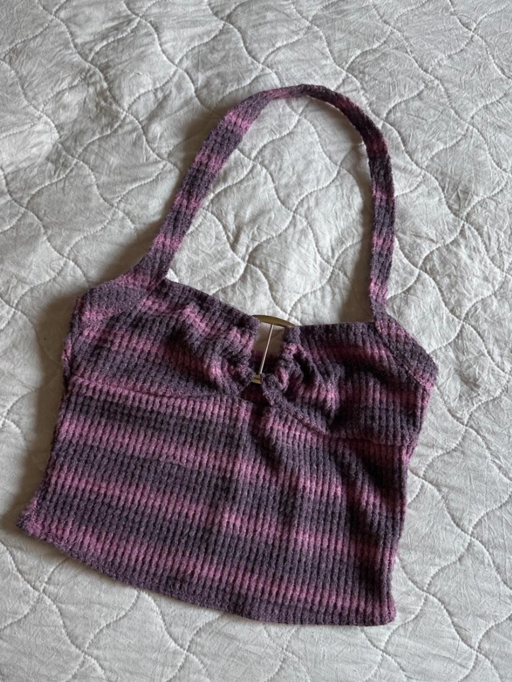 SHEIN Purple and Pink Striped Knit top